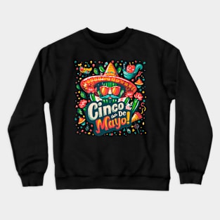 Cinco De Mayo Mexican Fiesta 5 De Mayo Skull Mexican Hat Crewneck Sweatshirt